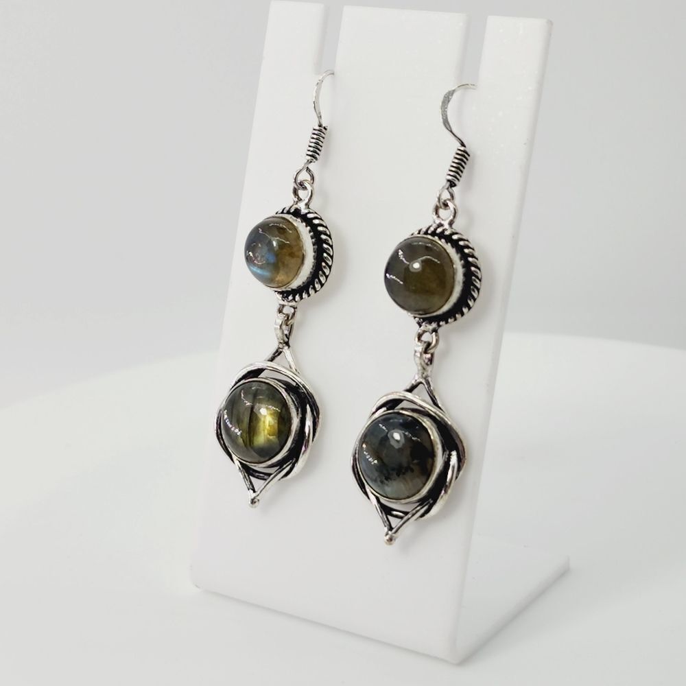 Labradorite Handmade Drop Dangle Earrings Jewelry 2.4"